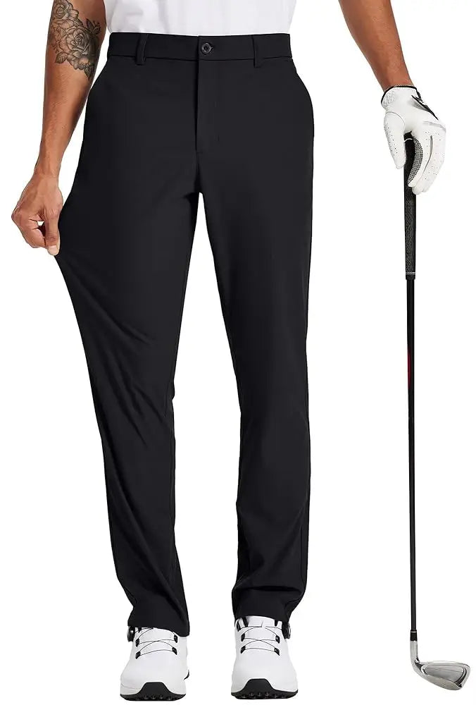 Men's Golf Pants 30"/32"/34" Stretch Work Dress Pants Slim Straight Lightweight Quality Business Trousers Casual Suit Pants