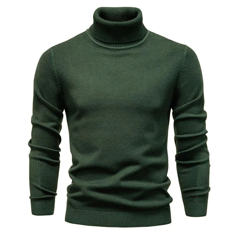 Mens Ribbed Stretch Slim Fit Knitted Pullover Casual Turtleneck Sweater Long Sleeve Sweaters Winter Thermal Sweater