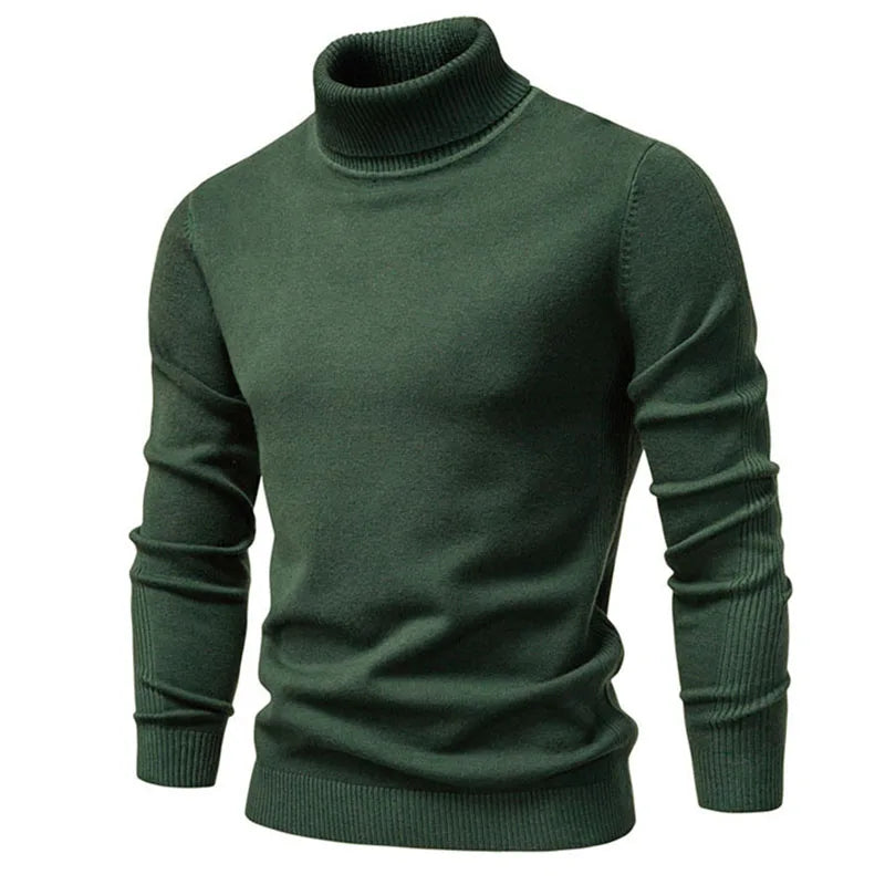 Mens Ribbed Stretch Slim Fit Knitted Pullover Casual Turtleneck Sweater Long Sleeve Sweaters Winter Thermal Sweater