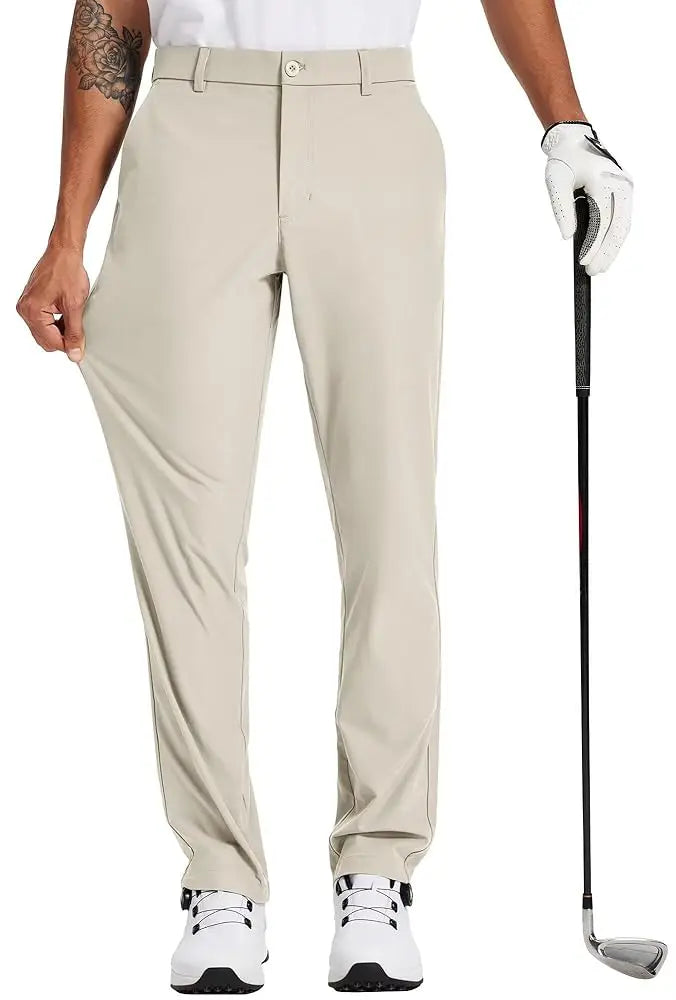 Men's Golf Pants 30"/32"/34" Stretch Work Dress Pants Slim Straight Lightweight Quality Business Trousers Casual Suit Pants