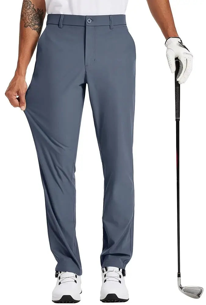 Men's Golf Pants 30"/32"/34" Stretch Work Dress Pants Slim Straight Lightweight Quality Business Trousers Casual Suit Pants