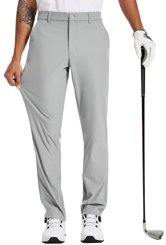Men's Golf Pants 30"/32"/34" Stretch Work Dress Pants Slim Straight Lightweight Quality Business Trousers Casual Suit Pants