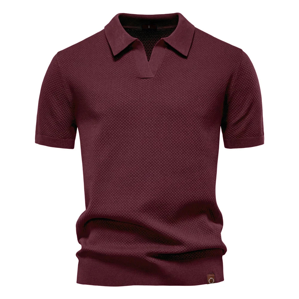 AIOPESON Men's Summer Breathable Polo Shirt Short Sleeve Solid Color Casual Polo Shirts for Men Lightweight Stretch Polo ﻿