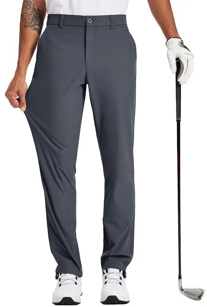 Men's Golf Pants 30"/32"/34" Stretch Work Dress Pants Slim Straight Lightweight Quality Business Trousers Casual Suit Pants