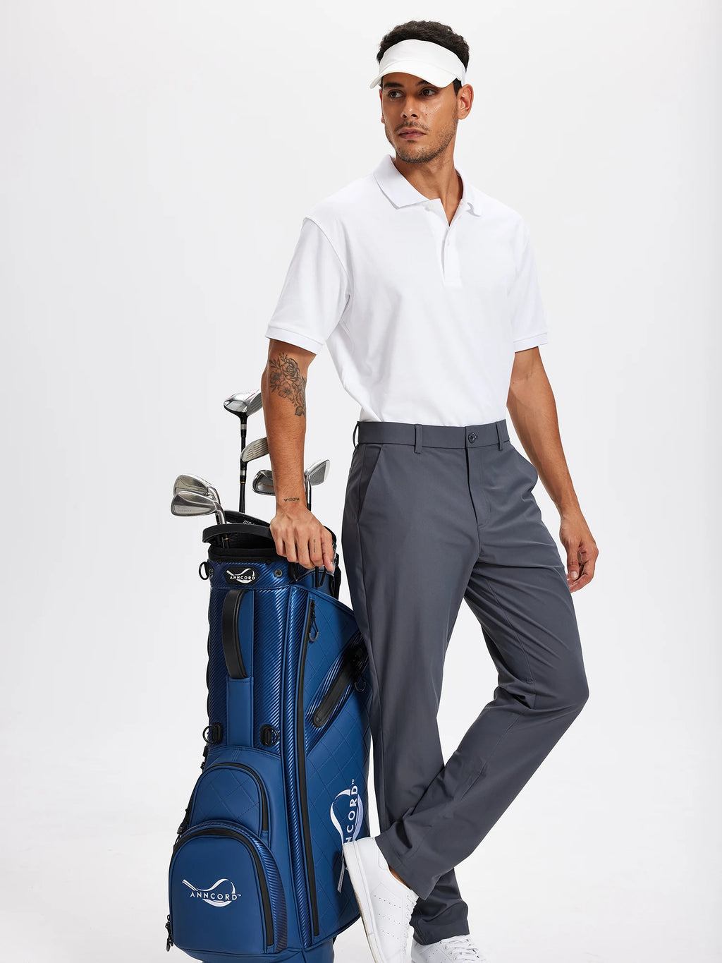 Men's Golf Pants 30"/32"/34" Stretch Work Dress Pants Slim Straight Lightweight Quality Business Trousers Casual Suit Pants