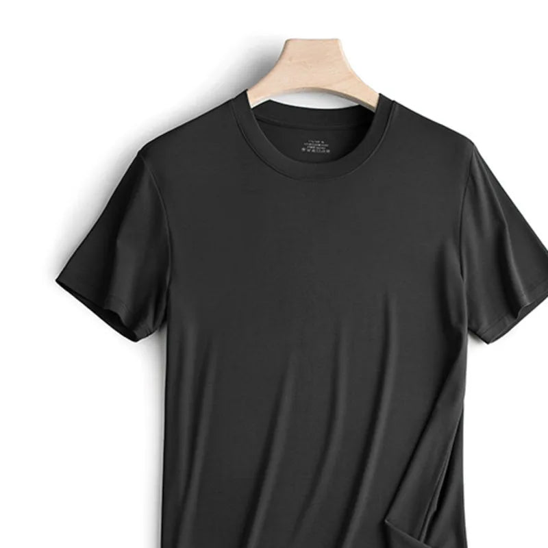 94% Modal 6% Spandex Summer Short Sleeve T-shirt Men Crew Neck Solid Color Casual Underwear Brand High Quality Mens Clothing New