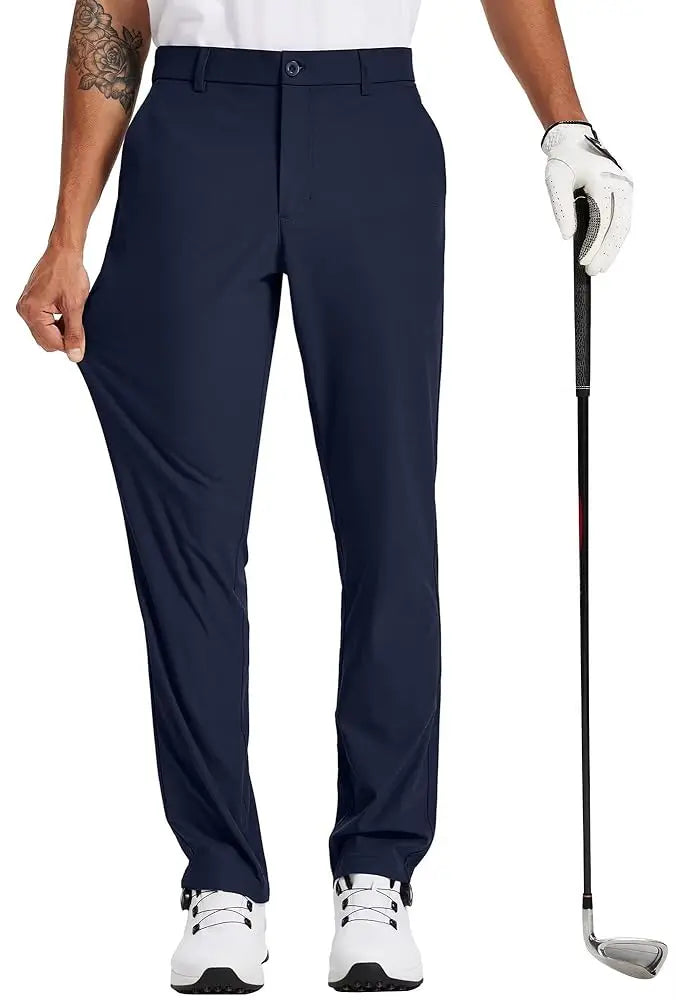 Men's Golf Pants 30"/32"/34" Stretch Work Dress Pants Slim Straight Lightweight Quality Business Trousers Casual Suit Pants
